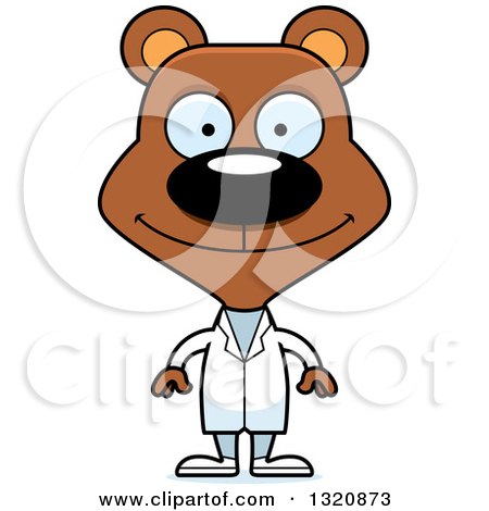 Clipart of a Cartoon Happy Brown Bear Doctor - Royalty Free Vector Illustration by Cory Thoman