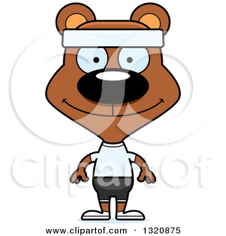 Clipart of a Cartoon Happy Brown Fitness Bear - Royalty Free Vector Illustration by Cory Thoman