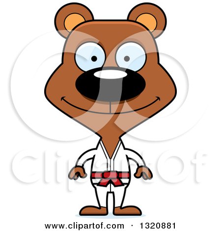 Clipart of a Cartoon Happy Brown Karate Bear - Royalty Free Vector Illustration by Cory Thoman