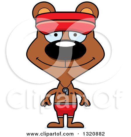 Clipart of a Cartoon Happy Brown Bear Lifeguard - Royalty Free Vector Illustration by Cory Thoman