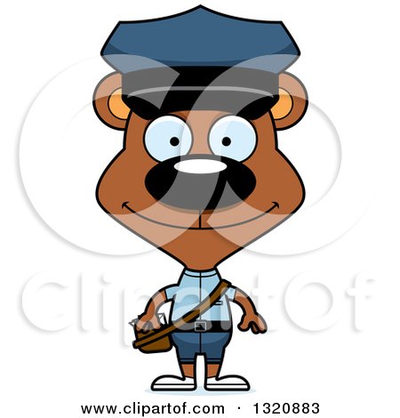 Clipart of a Cartoon Happy Brown Bear Mail Man - Royalty Free Vector Illustration by Cory Thoman
