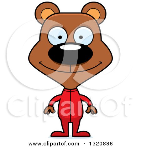 Clipart of a Cartoon Happy Brown Bear in Pajamas - Royalty Free Vector Illustration by Cory Thoman