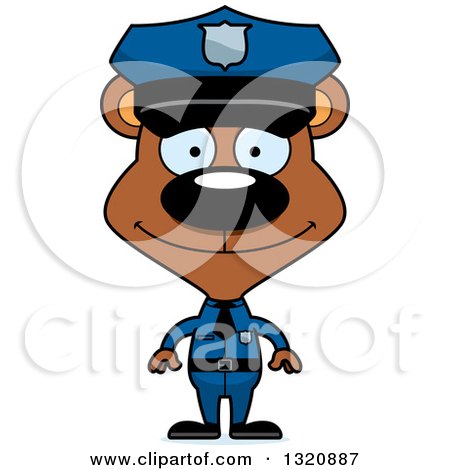 Clipart of a Cartoon Happy Brown Bear Police Officer - Royalty Free Vector Illustration by Cory Thoman