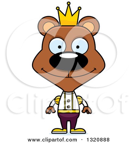 Clipart of a Cartoon Happy Brown Bear Prince - Royalty Free Vector Illustration by Cory Thoman