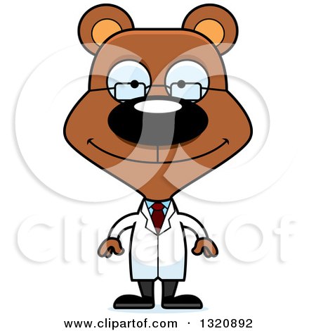 Clipart of a Cartoon Happy Brown Scientist Bear - Royalty Free Vector Illustration by Cory Thoman