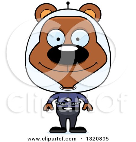 Clipart of a Cartoon Happy Brown Space Bear - Royalty Free Vector Illustration by Cory Thoman