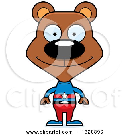 Clipart of a Cartoon Happy Brown Bear Super Hero - Royalty Free Vector Illustration by Cory Thoman
