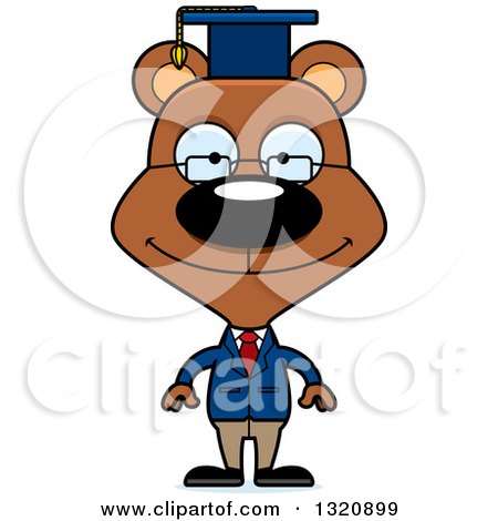 Clipart of a Cartoon Happy Brown Professor Bear - Royalty Free Vector Illustration by Cory Thoman