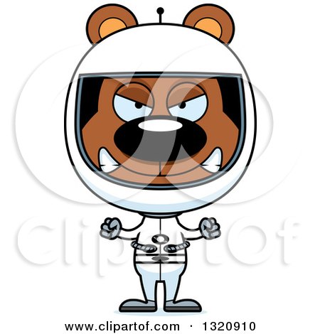 Clipart of a Cartoon Angry Brown Bear Astronaut - Royalty Free Vector Illustration by Cory Thoman