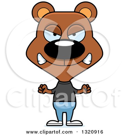 Clipart of a Cartoon Angry Casual Brown Bear - Royalty Free Vector Illustration by Cory Thoman