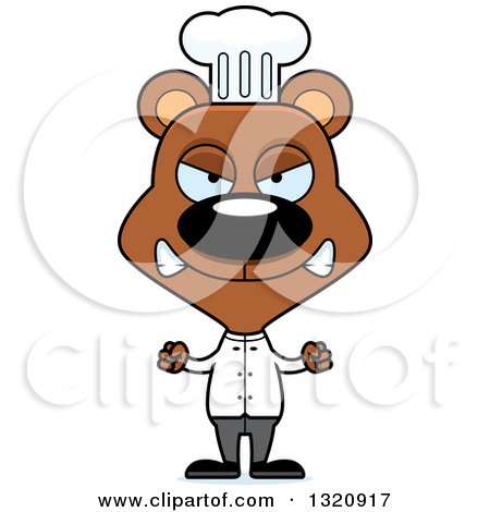 Clipart of a Cartoon Angry Brown Bear Chef - Royalty Free Vector Illustration by Cory Thoman