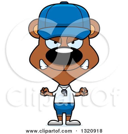 Clipart of a Cartoon Angry Brown Bear Coach - Royalty Free Vector Illustration by Cory Thoman