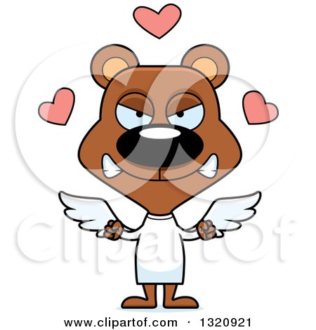 Clipart of a Cartoon Angry Brown Bear Cupid - Royalty Free Vector Illustration by Cory Thoman