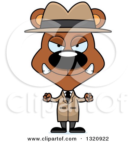 Clipart of a Cartoon Angry Brown Bear Detective - Royalty Free Vector Illustration by Cory Thoman