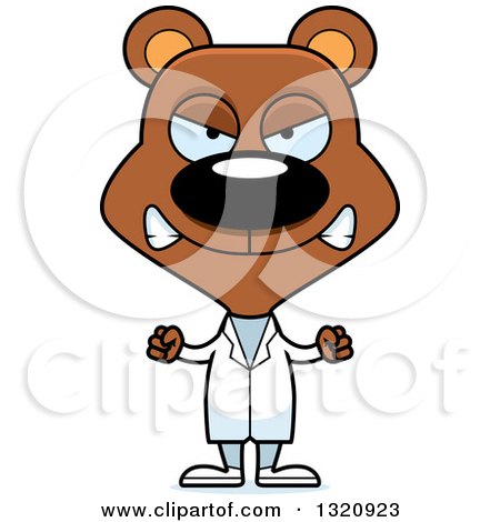 Clipart of a Cartoon Angry Brown Bear Doctor - Royalty Free Vector Illustration by Cory Thoman