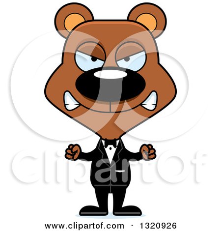 Clipart of a Cartoon Angry Brown Bear Wedding Groom - Royalty Free Vector Illustration by Cory Thoman