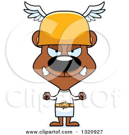 Clipart of a Cartoon Angry Brown Bear Hermes - Royalty Free Vector Illustration by Cory Thoman