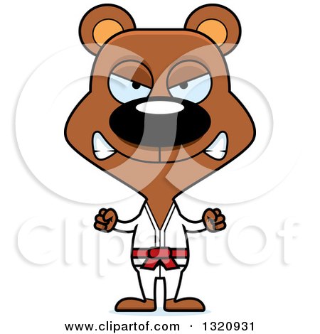 Clipart of a Cartoon Angry Brown Karate Bear - Royalty Free Vector Illustration by Cory Thoman