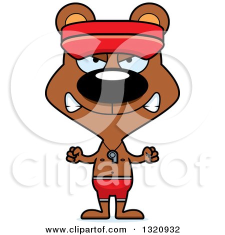 Clipart of a Cartoon Angry Brown Bear Lifeguard - Royalty Free Vector Illustration by Cory Thoman