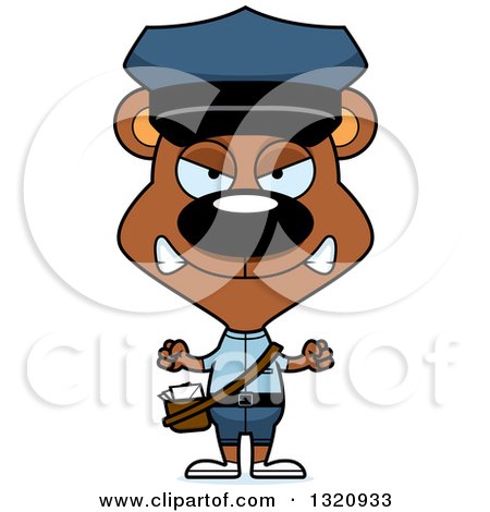Clipart of a Cartoon Angry Brown Bear Mailman - Royalty Free Vector Illustration by Cory Thoman