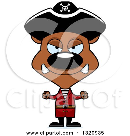 Clipart of a Cartoon Angry Brown Pirate Bear - Royalty Free Vector Illustration by Cory Thoman