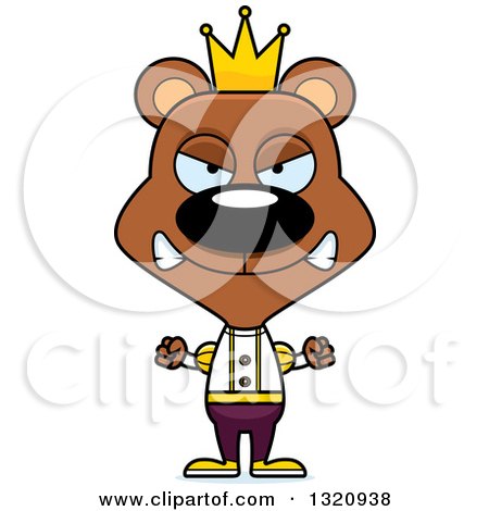 Clipart of a Cartoon Angry Brown Bear Prince - Royalty Free Vector Illustration by Cory Thoman