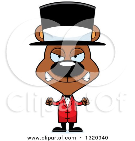 Clipart of a Cartoon Angry Brown Bear Circus Ringmaster - Royalty Free Vector Illustration by Cory Thoman
