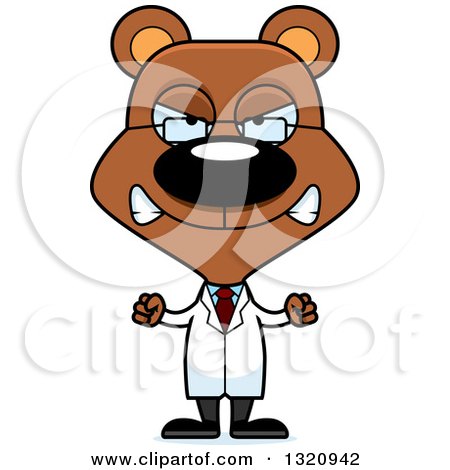 Clipart of a Cartoon Angry Brown Bear Scientist - Royalty Free Vector Illustration by Cory Thoman