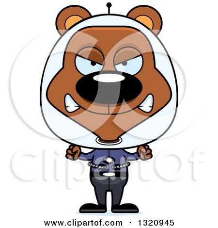Clipart of a Cartoon Angry Brown Bear Space Man - Royalty Free Vector Illustration by Cory Thoman
