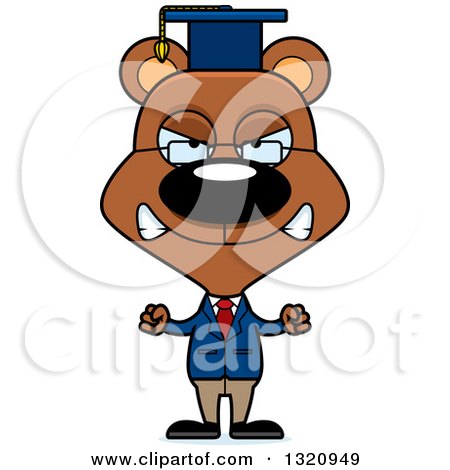 Clipart of a Cartoon Angry Brown Bear Professor - Royalty Free Vector Illustration by Cory Thoman