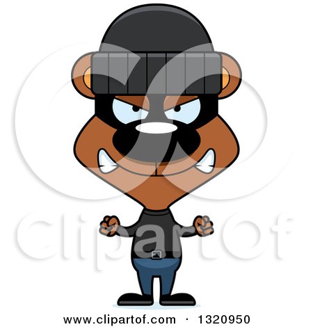 Clipart of a Cartoon Angry Brown Bear Robber - Royalty Free Vector Illustration by Cory Thoman
