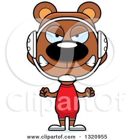 Clipart of a Cartoon Angry Brown Bear Wrestler - Royalty Free Vector Illustration by Cory Thoman