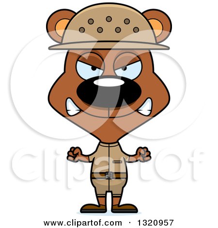 Clipart of a Cartoon Angry Brown Bear Zookeeper - Royalty Free Vector Illustration by Cory Thoman