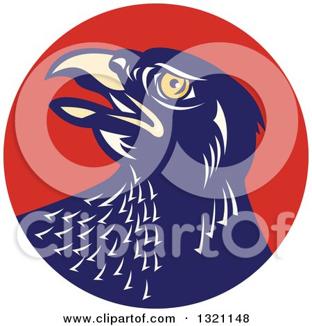 Clipart of a Retro Falcon Head in a Red Circle - Royalty Free Vector Illustration by patrimonio