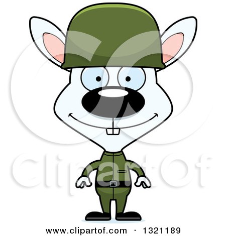 Clipart of a Cartoon Happy Rabbit Soldier - Royalty Free Vector Illustration by Cory Thoman