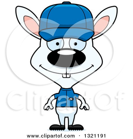 Clipart of a Cartoon Happy White Rabbit Baseball Coach - Royalty Free Vector Illustration by Cory Thoman