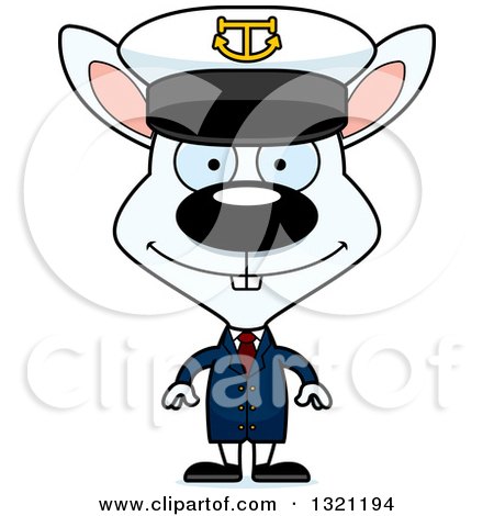 Clipart of a Cartoon White Rabbit Captain - Royalty Free Vector Illustration by Cory Thoman