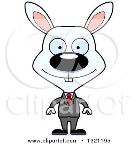 Clipart of a Cartoon Happy White Rabbit Business Man - Royalty Free Vector Illustration by Cory Thoman