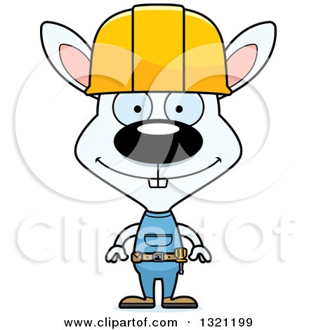 Clipart of a Cartoon Happy White Rabbit Construction Worker - Royalty Free Vector Illustration by Cory Thoman