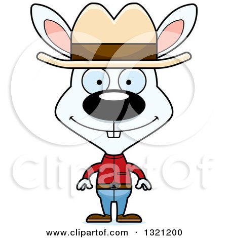 Clipart of a Cartoon Happy White Rabbit Cowboy - Royalty Free Vector Illustration by Cory Thoman