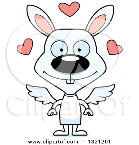 Clipart of a Cartoon Happy White Rabbit Cupid - Royalty Free Vector Illustration by Cory Thoman