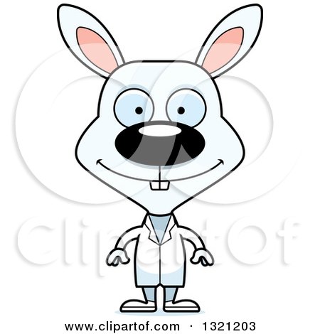Clipart of a Cartoon Happy White Rabbit Doctor - Royalty Free Vector Illustration by Cory Thoman
