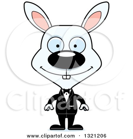 Clipart of a Cartoon Happy White Rabbit Groom - Royalty Free Vector Illustration by Cory Thoman