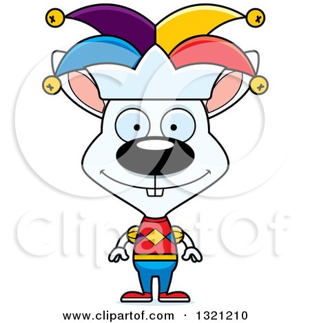 Clipart of a Cartoon Happy White Rabbit Jester - Royalty Free Vector Illustration by Cory Thoman