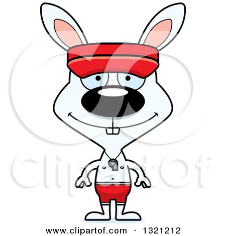Clipart of a Cartoon Happy White Rabbit Lifeguard - Royalty Free Vector Illustration by Cory Thoman