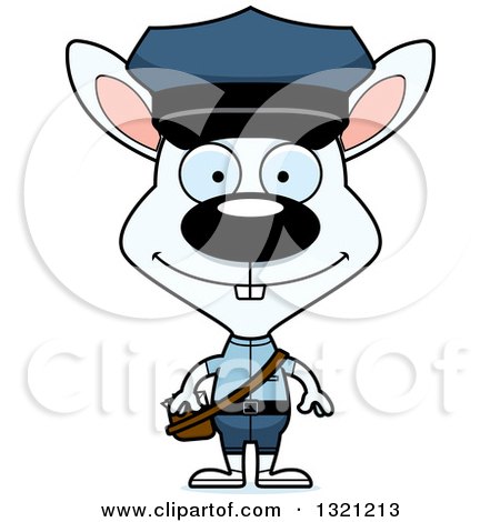Clipart of a Cartoon Happy White Rabbit Mail Man - Royalty Free Vector Illustration by Cory Thoman