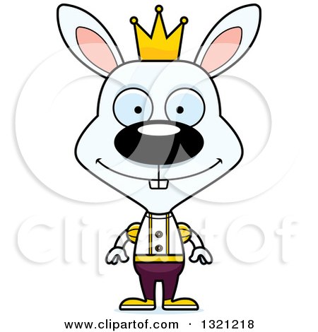 Clipart of a Cartoon Happy White Rabbit Prince - Royalty Free Vector Illustration by Cory Thoman