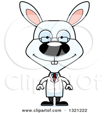 Clipart of a Cartoon Happy White Rabbit Scientist - Royalty Free Vector Illustration by Cory Thoman