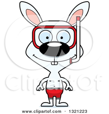 Clipart of a Cartoon Happy White Rabbit in Snorkel Gear - Royalty Free Vector Illustration by Cory Thoman