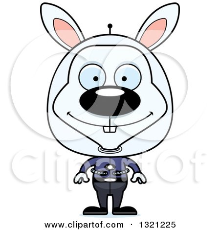 Clipart of a Cartoon Happy White Spaceman Rabbit - Royalty Free Vector Illustration by Cory Thoman